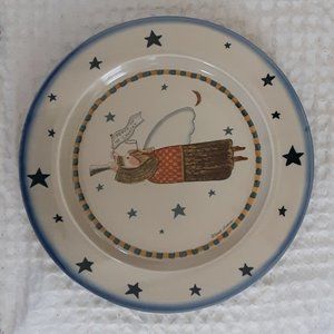 Otagiri Japan PEACE In The COUNTRY Dinner Plate Folk Angel Stars Carol Endres